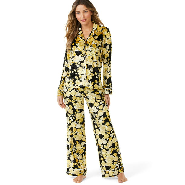 Long Sleeve and Long Leg Pijama Pocket Satin Pijma Nightwear Fall Winter for Women Winter Silk Pijama For Women